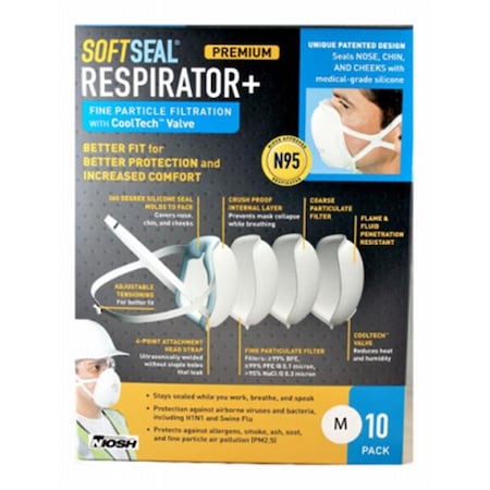 Ddme DDME 242430 N95 Softseal Valve Mask - Medium; Pack of 10 242430